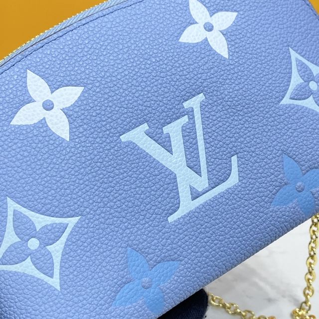 Louis vuitton original calfskin chain cosmetic pouch M80503 blue