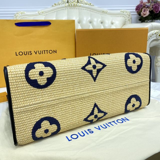 Louis vuitton original monogram raffia onthego gm M57643 dark blue