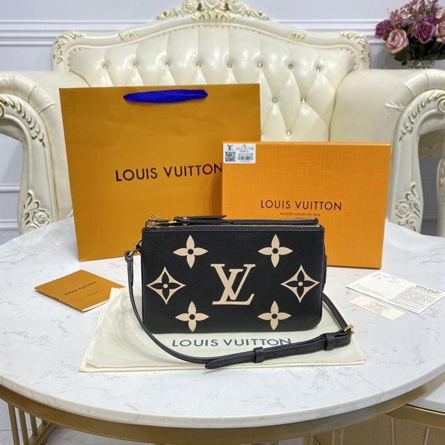 Louis vuitton original monogram calfskin double zip pochette M80084 black