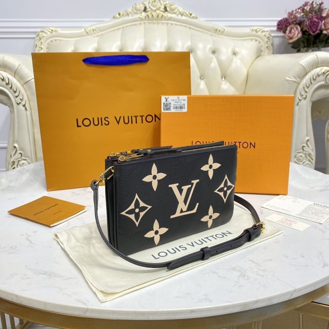 Louis vuitton original monogram calfskin double zip pochette M80084 black