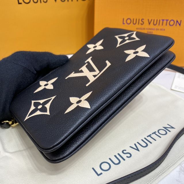 Louis vuitton original monogram calfskin double zip pochette M80084 black