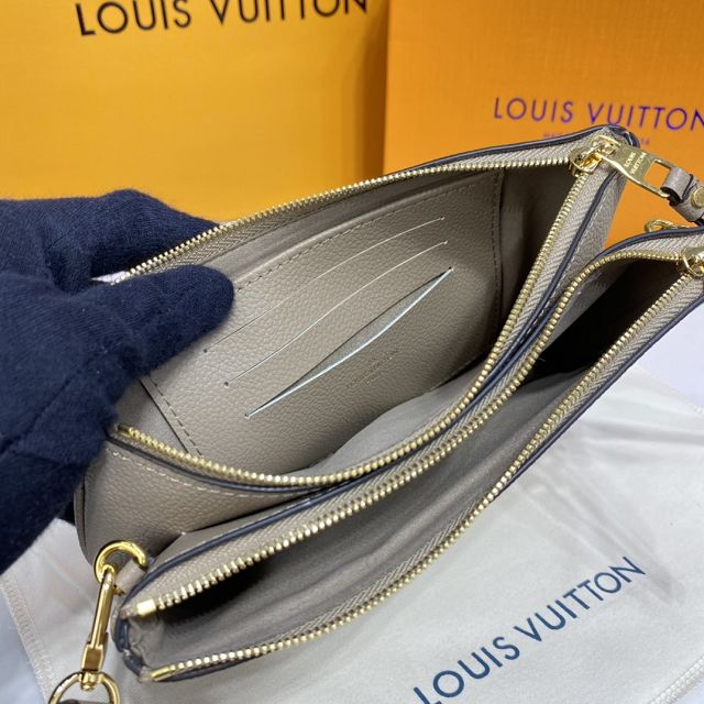 Louis vuitton original monogram calfskin double zip pochette M80084 grey