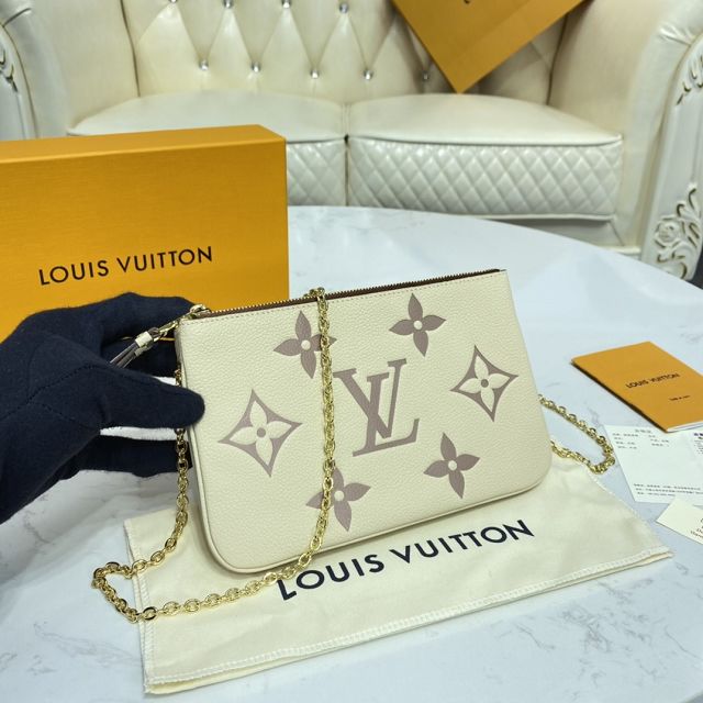 Louis vuitton original monogram calfskin double zip pochette M80084 white