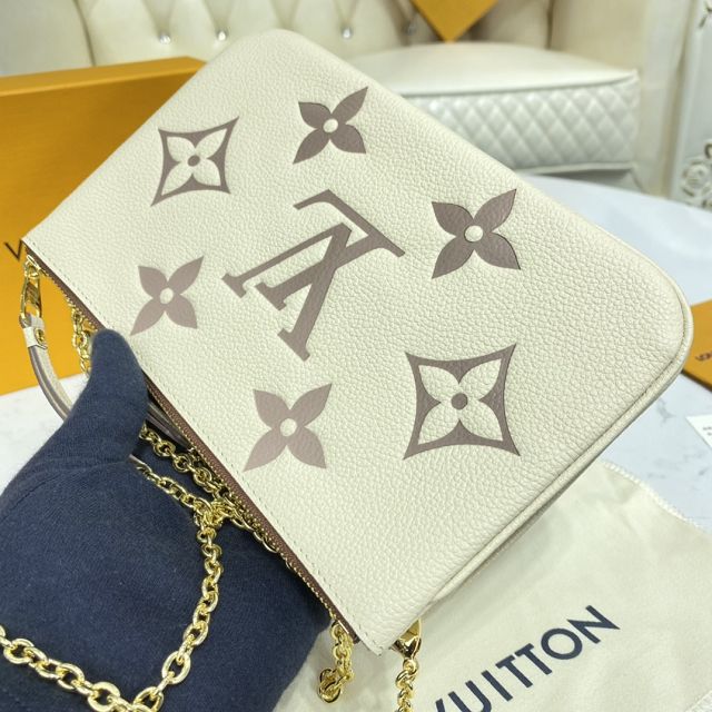 Louis vuitton original monogram calfskin double zip pochette M80084 white