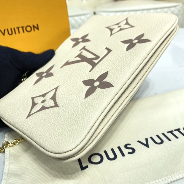 Louis vuitton original monogram calfskin double zip pochette M80084 white