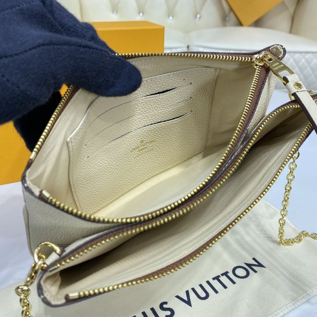 Louis vuitton original monogram calfskin double zip pochette M80084 white