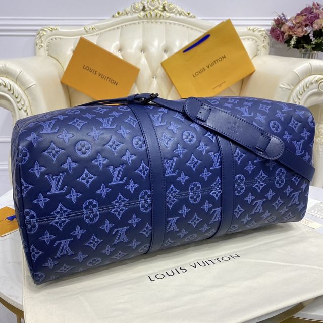 Louis vuitton original monogram calfskin keepall 50 M45731 blue