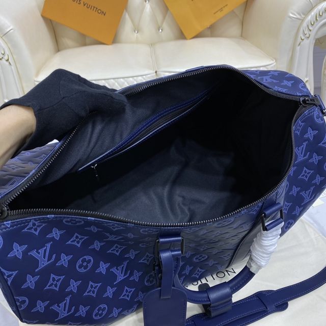 Louis vuitton original monogram calfskin keepall 50 M45731 blue