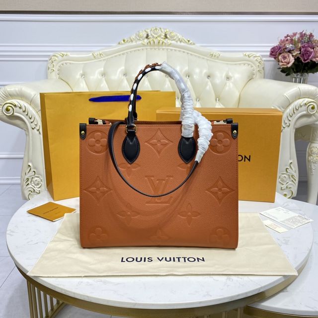 Louis vuitton original calfskin onthego tote bag MM M58521 caramel