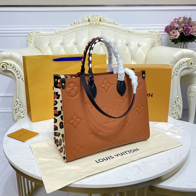 Louis vuitton original calfskin onthego tote bag MM M58521 caramel