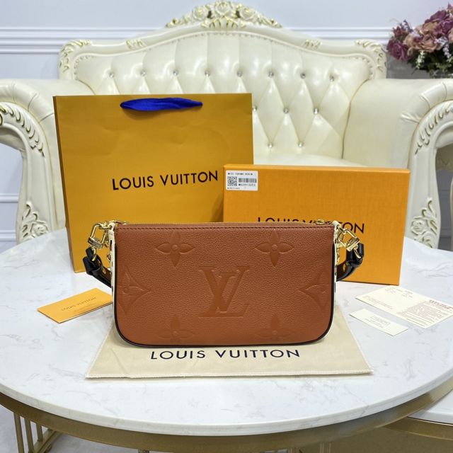 Louis vuitton original monogram calfskin multi pochette M80395 brown