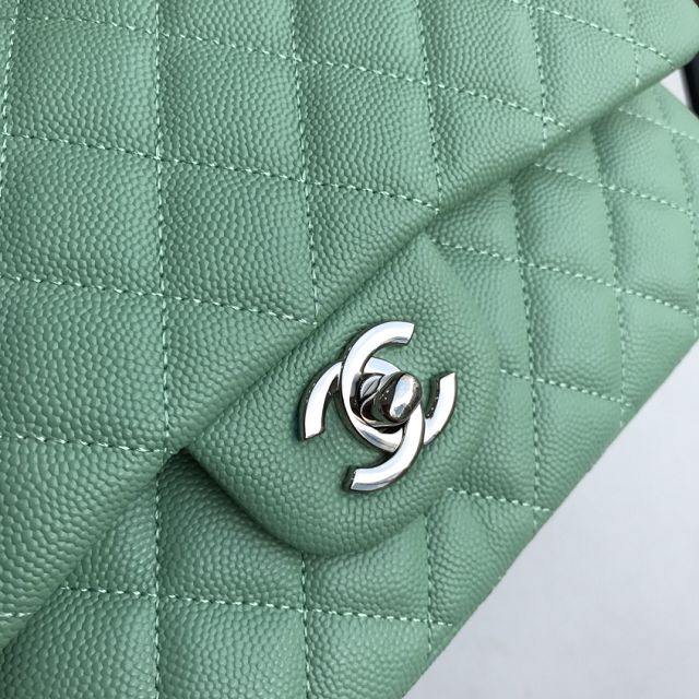 CC original grained calfskin medium flap bag A01112 light green