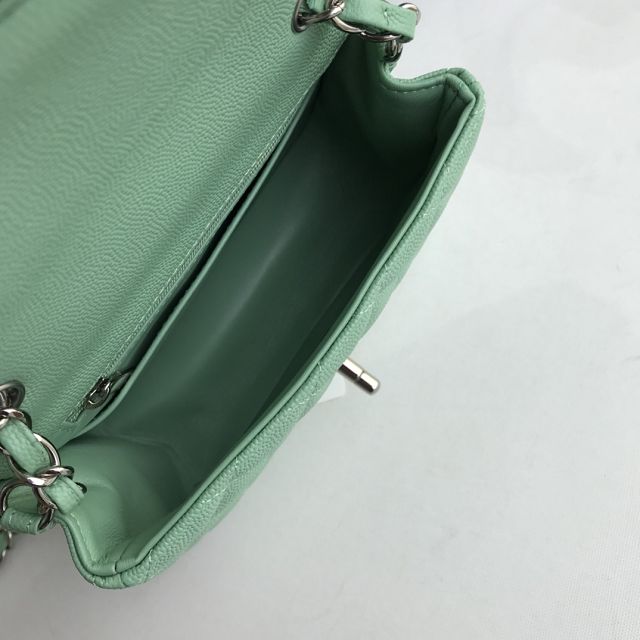 CC original grained calfskin super mini flap bag A35200 light green