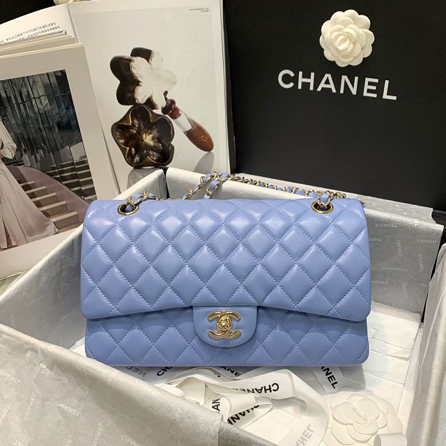 CC original lambskin medium flap bag A01112 light blue