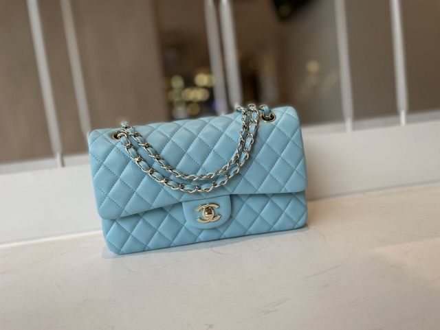 CC original lambskin medium flap bag A01112 sky blue