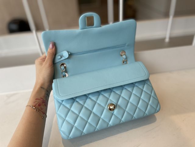 CC original lambskin medium flap bag A01112 sky blue