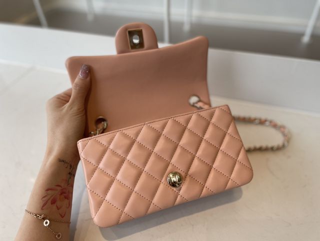 CC original lambskin mini flap bag A69900 light pink