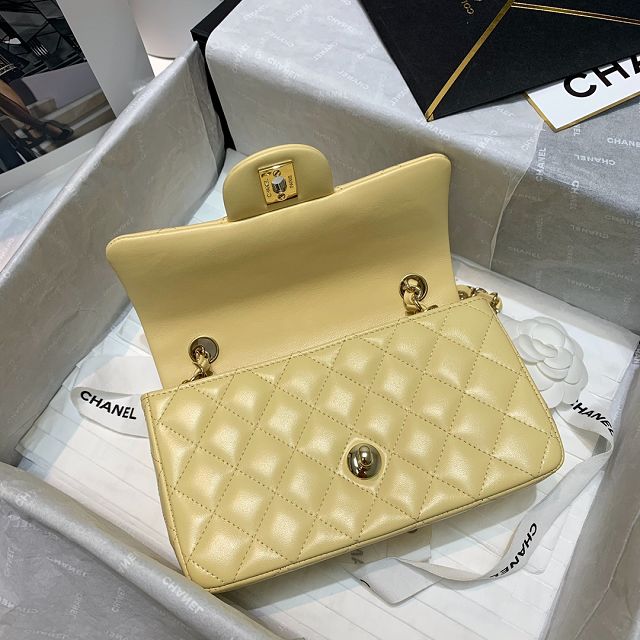 CC original lambskin mini flap bag A69900 light yellow