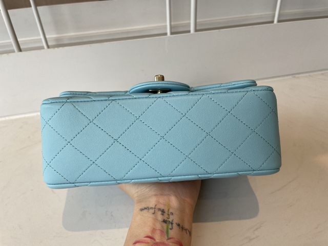 CC original lambskin mini flap bag A69900 sky blue