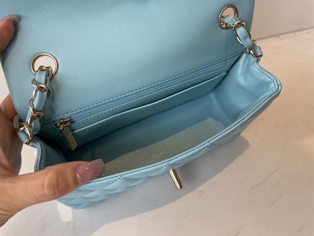 CC original lambskin mini flap bag A69900 sky blue