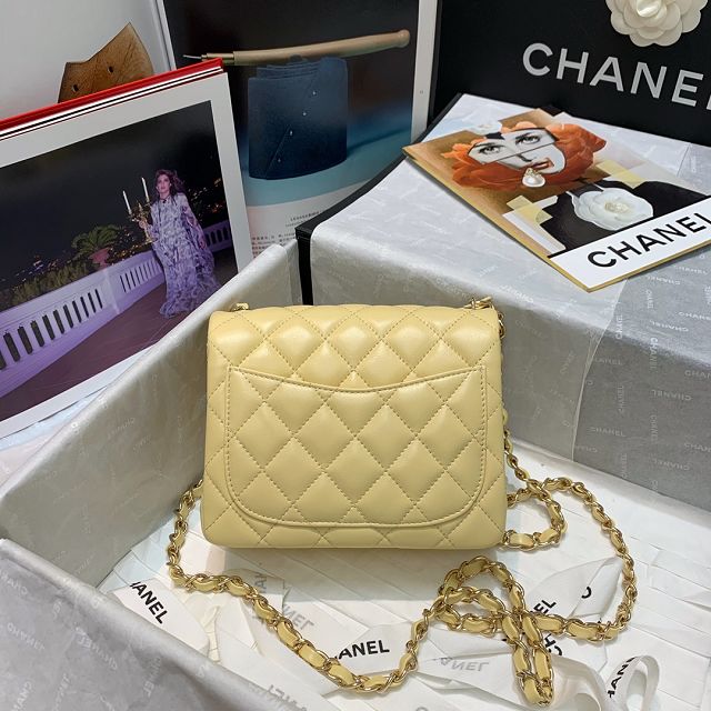 CC original lambskin super mini flap bag A35200 light yellow