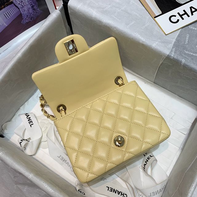 CC original lambskin super mini flap bag A35200 light yellow