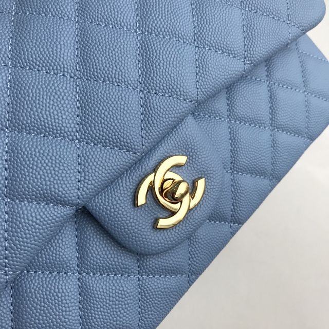 CC original grained calfskin medium flap bag A01112 light blue