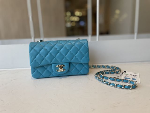 CC original lambskin mini flap bag A69900 blue