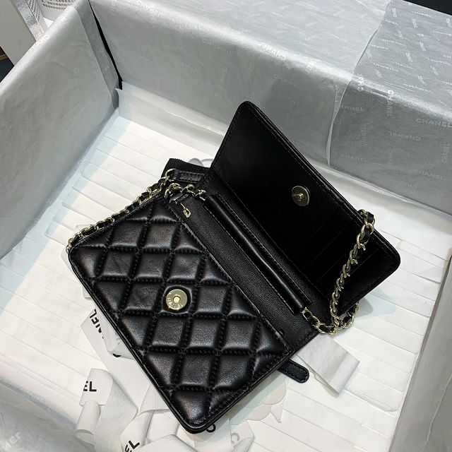 CC original lambskin mini wallet on chain AP2160 black