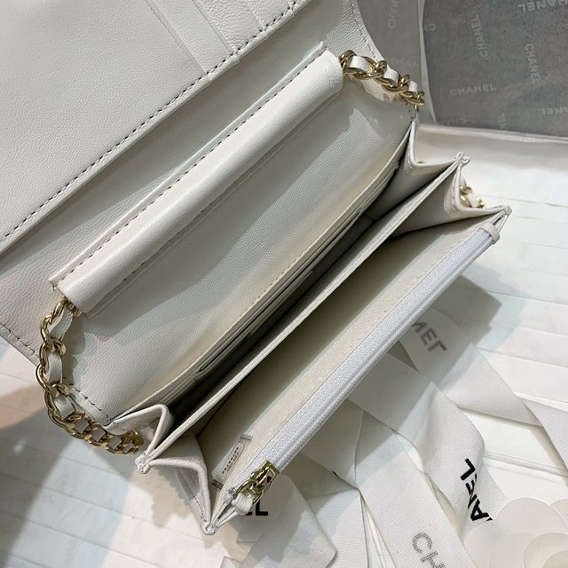 CC original lambskin mini wallet on chain AP2160 white