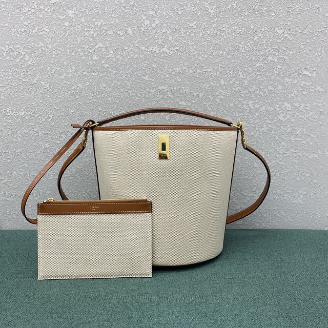 Celine original calfskin bucket 16 bag 195573 white