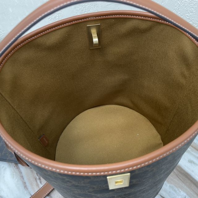 Celine original canvas bucket 16 bag 195573 tan