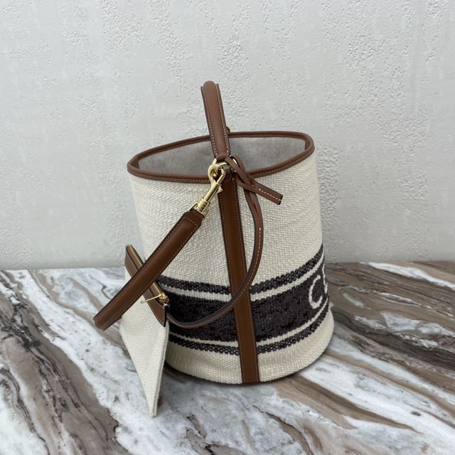 Celine original canvas bucket 16 bag 195573 white&black