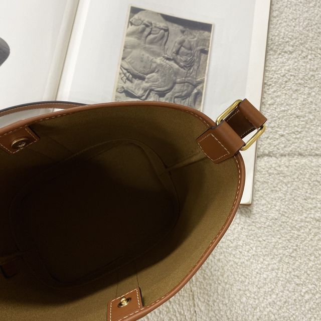 Celine original canvas triomphe small bucket bag 191442 tan