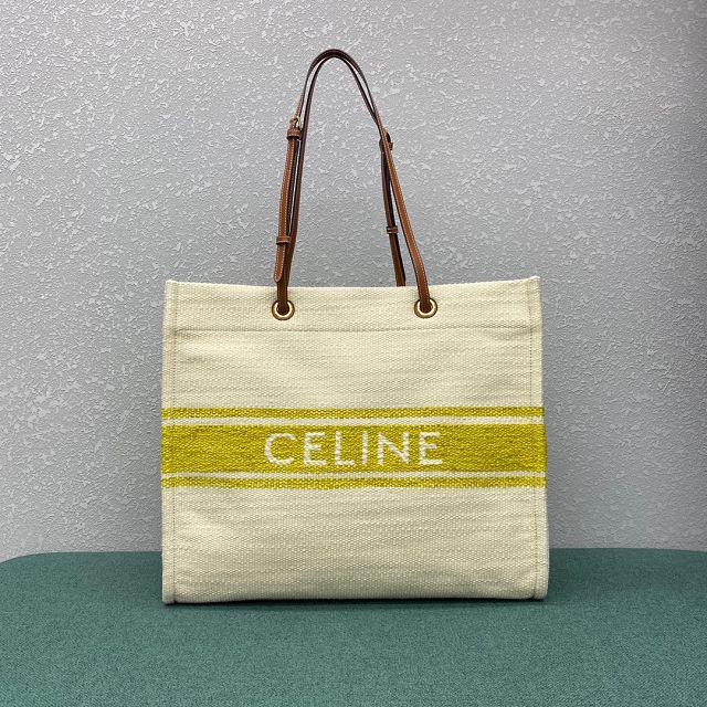 Celine original textile cabas 192172 white&yellow