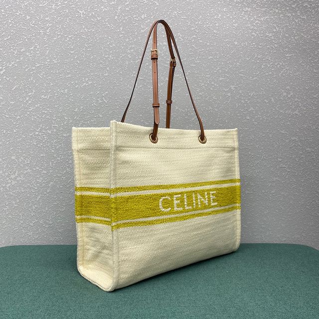 Celine original textile cabas 192172 white&yellow