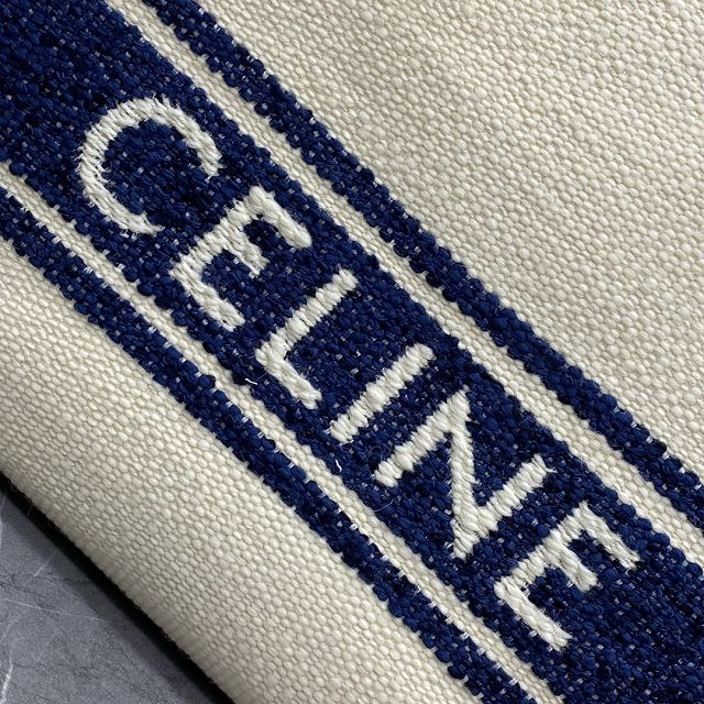 Celine original textile cabas tote 190062 white&navy blue