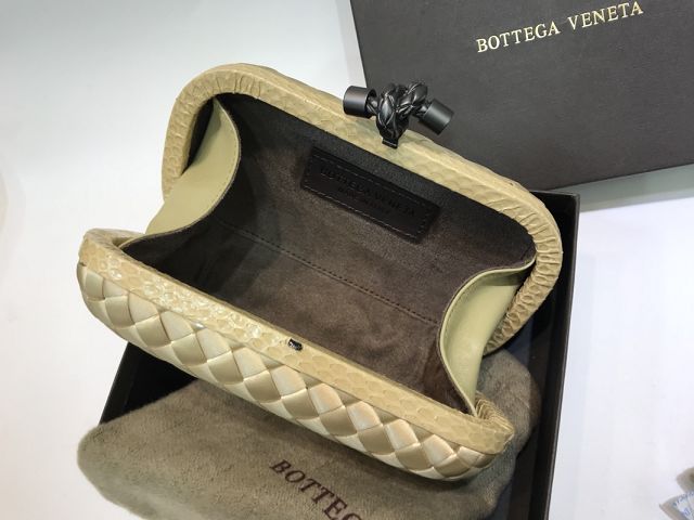 BV original silk&snakeskin knot clutch 113085-3 gold