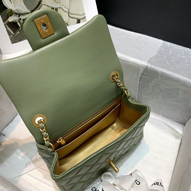 CC original lambskin small flap bag AS1786 green