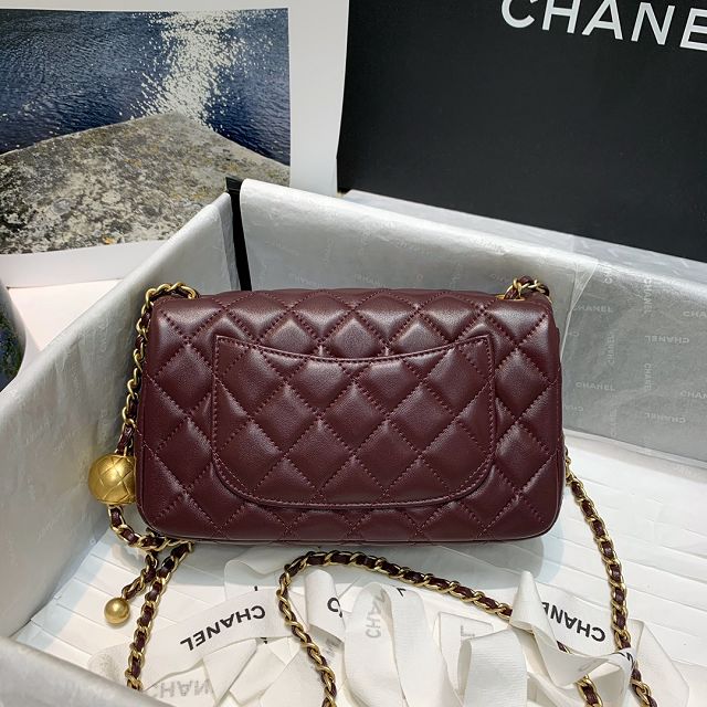 CC original lambskin flap bag AS1787 bordeaux