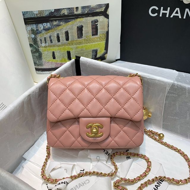 CC original lambskin small flap bag AS1786 pink