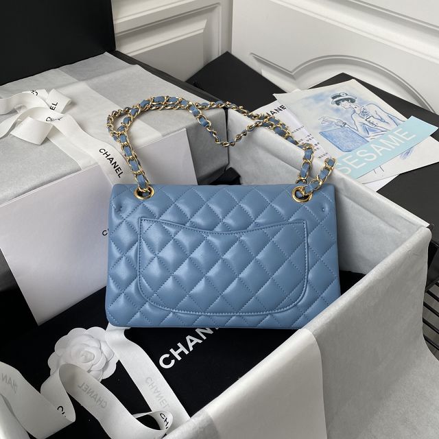 CC original lambskin small flap bag A01113 ice blue