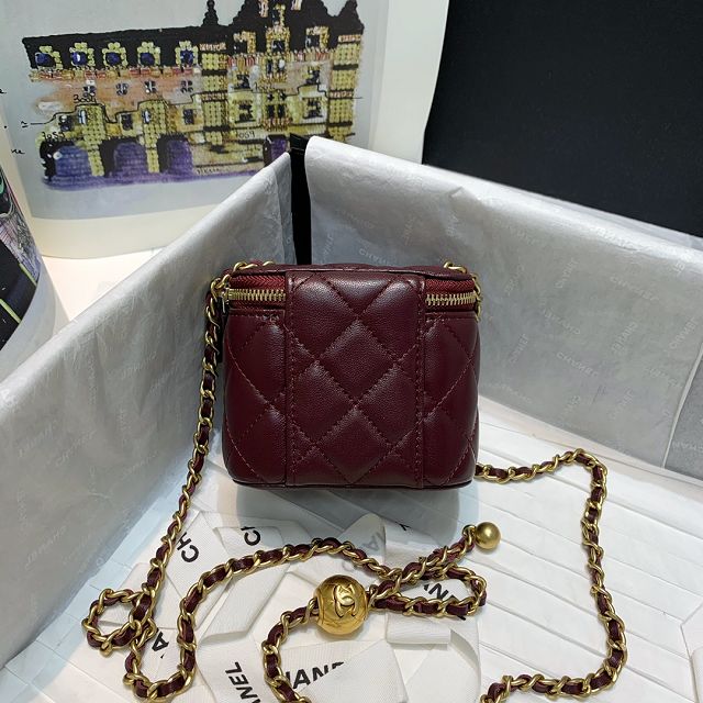 CC original lambskin small vanity with chain AP1447 bordeaux