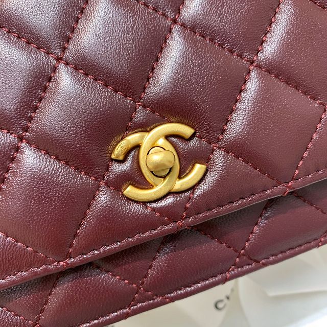 CC original lambskin wallet on chain AP1450 bordeaux