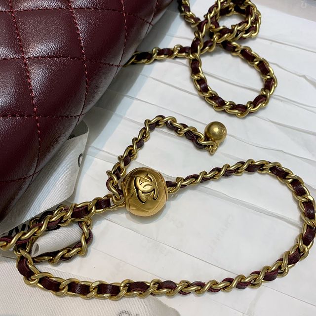 CC original lambskin wallet on chain AP1450 bordeaux