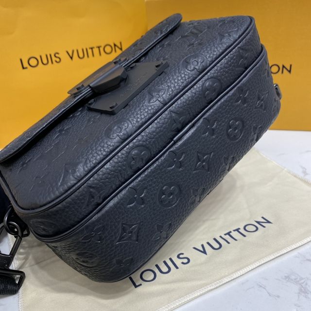 Louis vuitton original monogram calfskin s lock messenger bag m58489 black