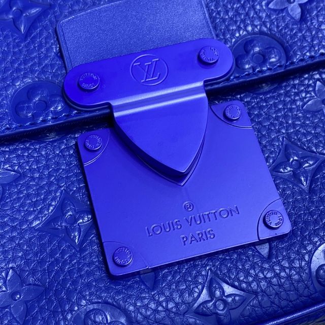 Louis vuitton original monogram calfskin s lock messenger bag m58489 blue