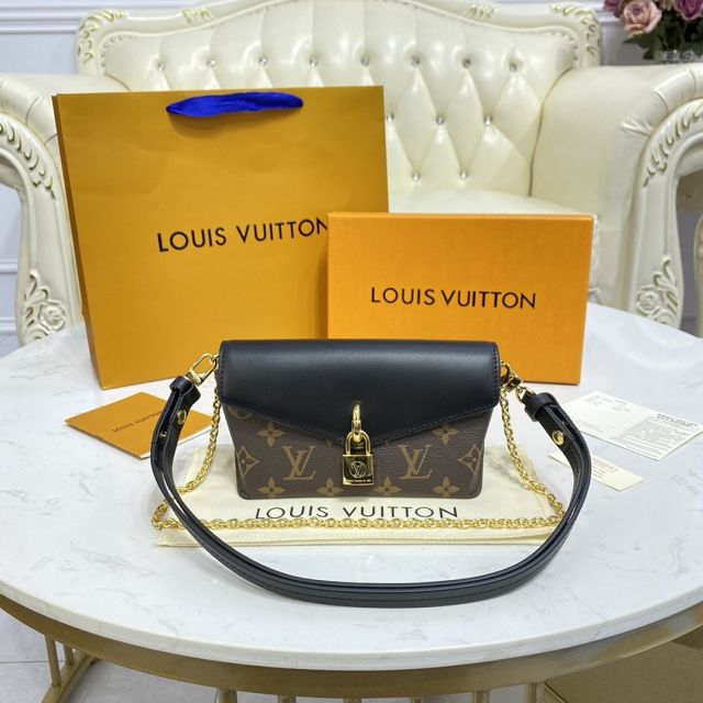 Louis vuitton original monogram canvas padlock strap bag M80559 black