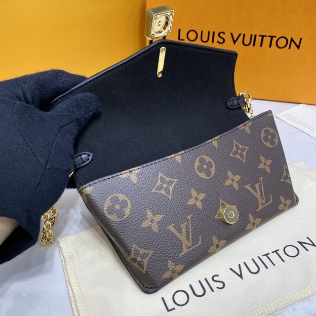 Louis vuitton original monogram canvas padlock strap bag M80559 black