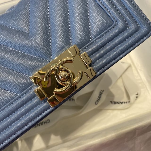 CC original grained calfskin small boy handbag A67085-2 blue